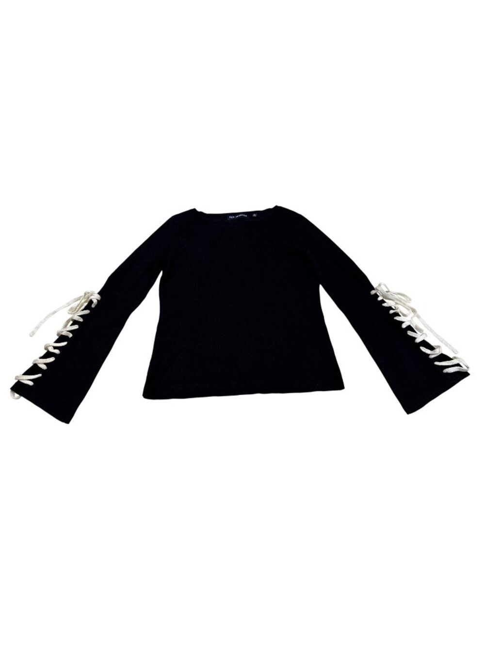 525 America XS Black Lace-Up Sleeve Knit Top Bold Detail (ii871) - Picture 1 of 7